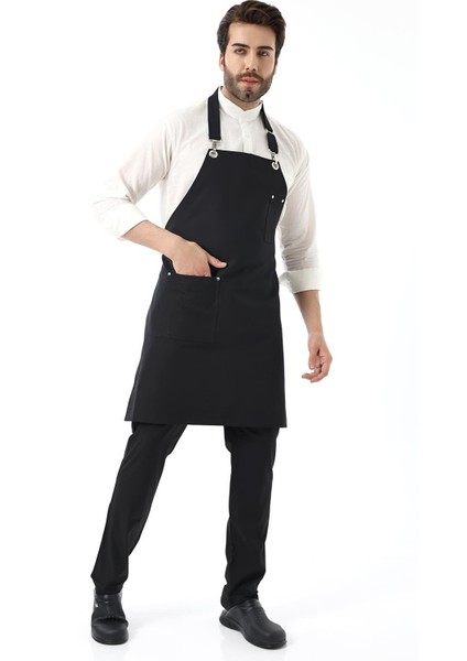 Barista Boyundan Askılı Önlük Tek Cepli - Siyah