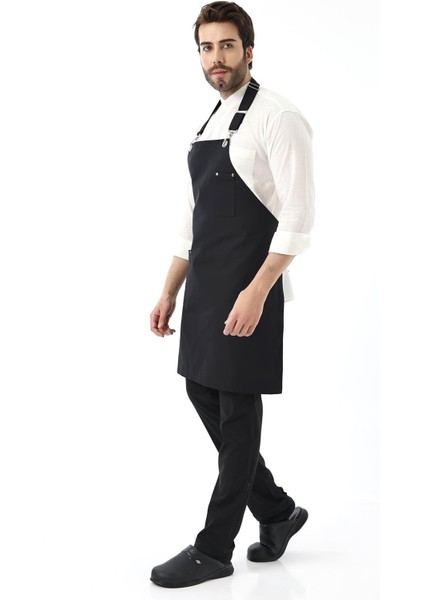 Barista Boyundan Askılı Önlük Tek Cepli - Siyah