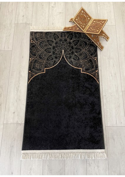 Seccade Saçaklı (Lateks Taban) 75 x 125 Ebat Siyah
