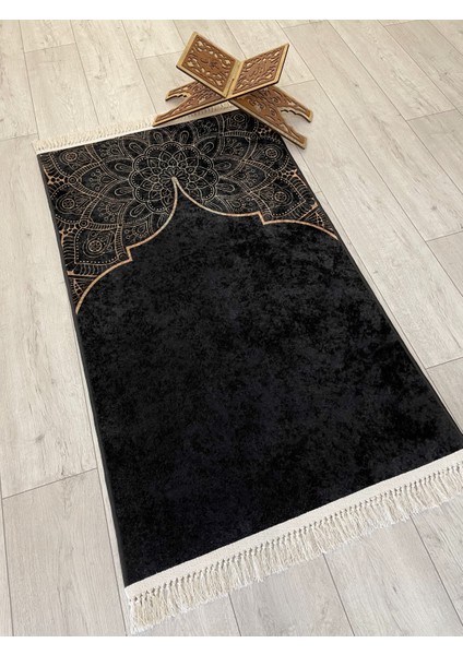 Seccade Saçaklı (Lateks Taban) 75 x 125 Ebat Siyah