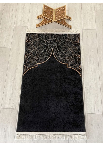 Seccade Saçaklı (Lateks Taban) 75 x 125 Ebat Siyah