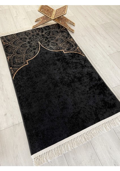 Seccade Saçaklı (Lateks Taban) 75 x 125 Ebat Siyah