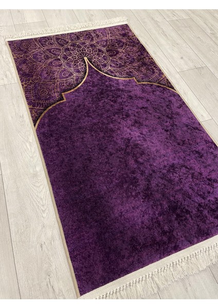 Seccade Saçaklı (Lateks Taban) 75 x 125 Ebat Mor