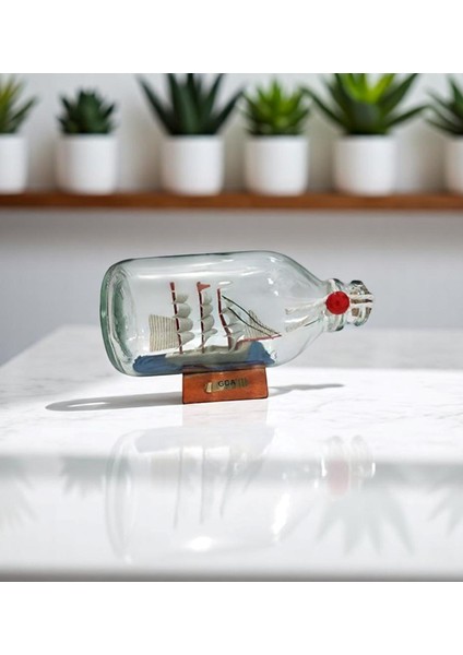 Dekoratif Cam Şişe Içinde Gemi Maketi – 14 x 8 cm