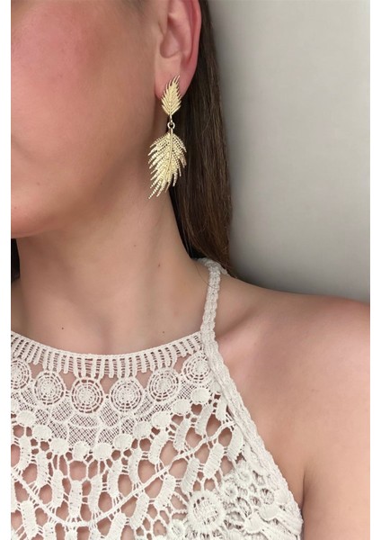 Vintage Gold Yaprak Küpe