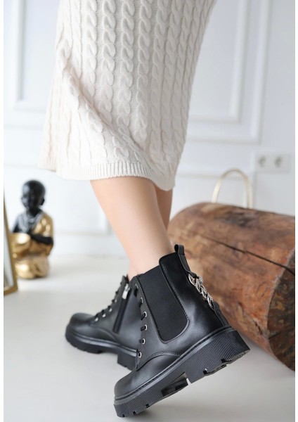 Harte Siyah Cilt Bağcıklı Bot fiyatları