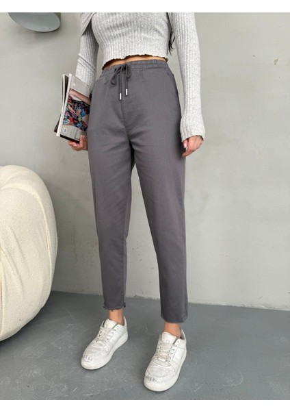 Kadın Beli Lasikti Dokuma Pantolon