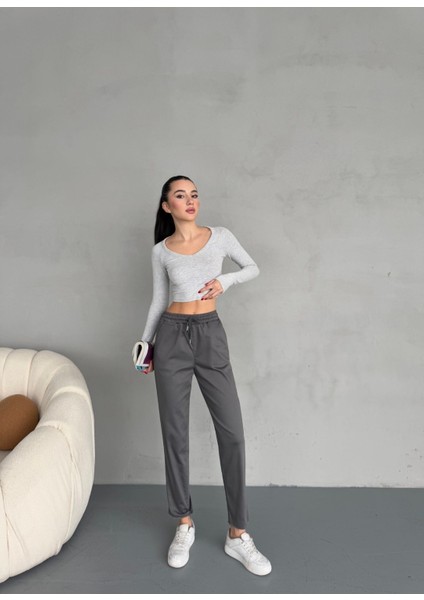 Kadın Beli Lasikti Dokuma Pantolon