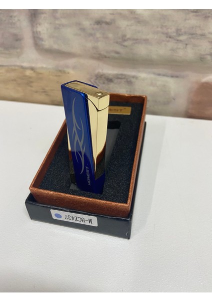 Marka Sarı Mavi Gri Desenli Kişiye Özel Çakmak