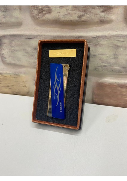 Marka Sarı Mavi Gri Desenli Kişiye Özel Çakmak