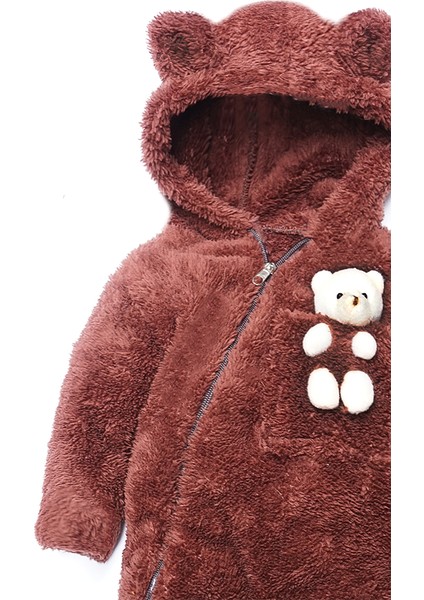 Kız Erkek Bebek ve Çocuk Kapüşonlu Ayıcıklı Peluş Tulum fiyatları