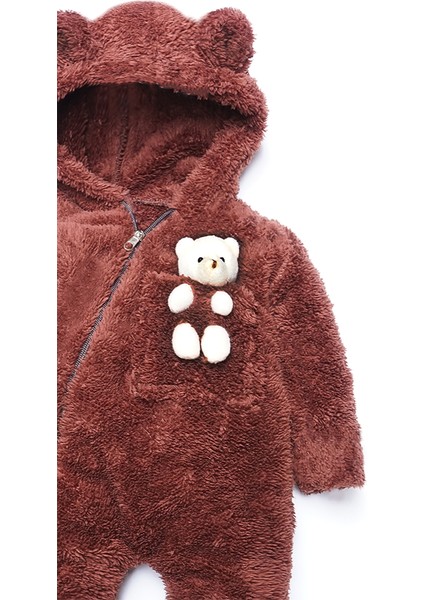 Kız Erkek Bebek ve Çocuk Kapüşonlu Ayıcıklı Peluş Tulum modelleri