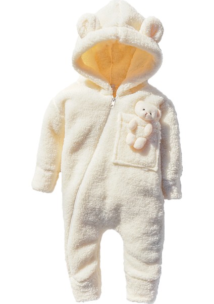Kız Erkek Bebek ve Çocuk Kapüşonlu Ayıcıklı Peluş Tulum