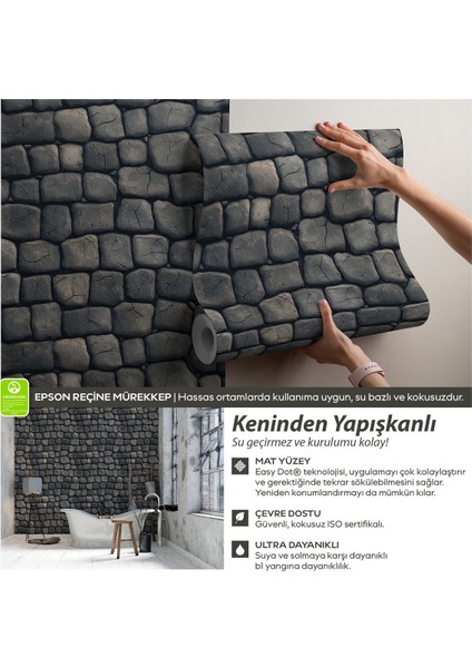 Kendinden Yapışkanlı Doğal Taş Desenli Duvar Kağıdı, Dıy Duvar Kağıdı, Yatak Odası Duvar Kağıdı