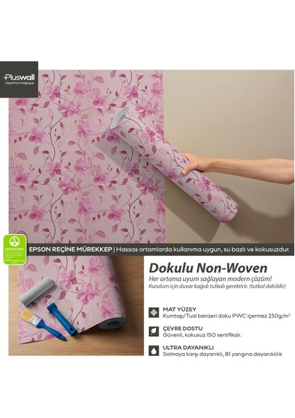 Romantik Pembe Çiçek Desenli Duvar Kağıdı, Yatak Odası Duvar Kağıdı, Salon Duvar Kağıdı fiyatları