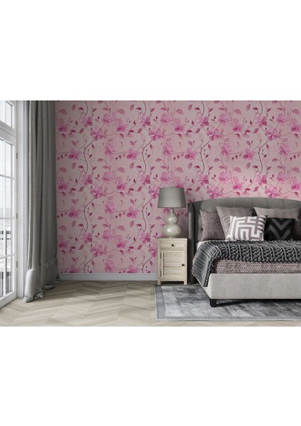 Romantik Pembe Çiçek Desenli Duvar Kağıdı, Yatak Odası Duvar Kağıdı, Salon Duvar Kağıdı fırsatları