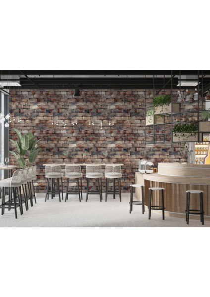 Doğal Tuğla Kendinden Yapışkanlı Duvar Kağıdı, Dıy Duvar Kağıdı, Cafe Restoran Duvar Kağıdı