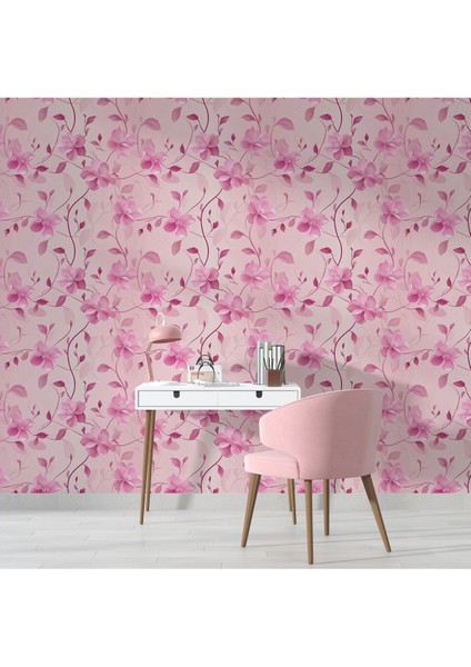 Romantik Pembe Çiçek Desenli Duvar Kağıdı, Yatak Odası Duvar Kağıdı, Salon Duvar Kağıdı indirimleri