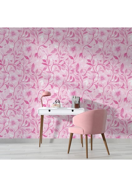 Pembe Romantik Çiçekli Duvar Kağıdı, Yatak Odası Duvar Kağıdı, Salon Duvar Kağıdı, Cafe Duvar Kağıdı modelleri