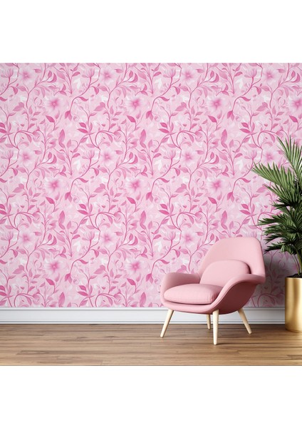 Pembe Romantik Çiçekli Duvar Kağıdı, Yatak Odası Duvar Kağıdı, Salon Duvar Kağıdı, Cafe Duvar Kağıdı indirimleri