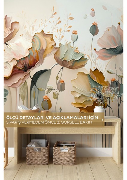 Soyut Çiçekler Pastel Boya Duvar Kağıdı, Salon Duvar Kağıdı, Yatak Odası Duvar Kağıdı