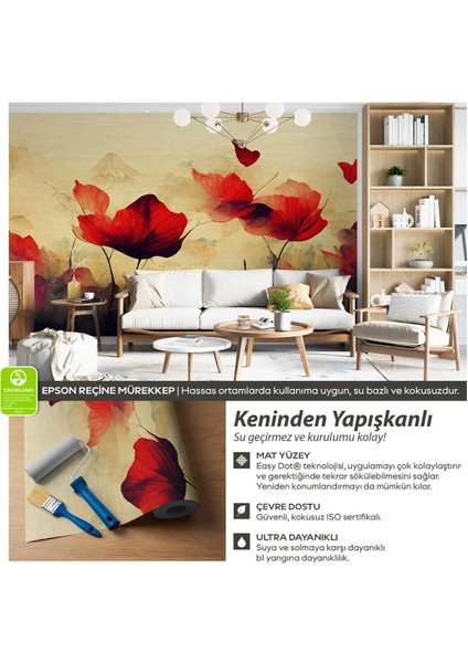 Kendinden Yapışkanlı Minimalist Suluboya Efektli Duvar Kağıdı, Su Geçirmez Yapışkanlı Duvar Kağıdı