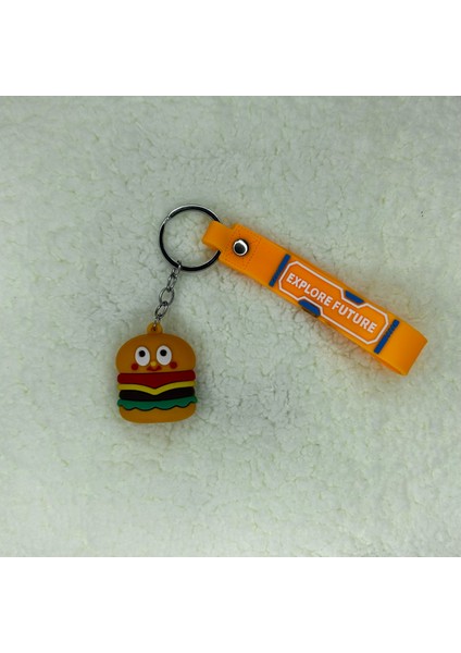 3D Silikon Hamburger Anahtarlık