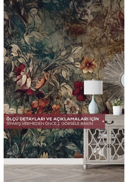 Nostaljik Vintage Çiçekler Duvar Kağıdı, Yatak Odası Duvar Kağıdı, Salon Duvar Kağıdı, Duvar Dekor