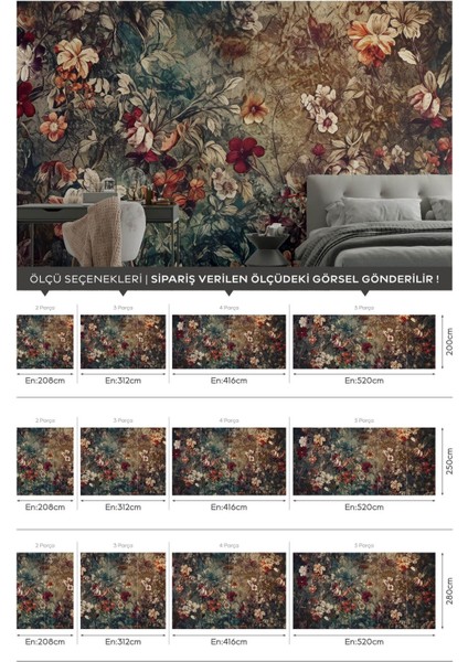 Nostaljik Vintage Çiçekler Duvar Kağıdı, Yatak Odası Duvar Kağıdı, Salon Duvar Kağıdı, Duvar Dekor fiyatları