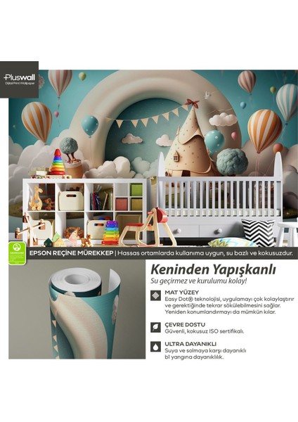 Kendinden Yapışkanlı 3D 3 Boyutlu Soyut Yaratıcı Bebek Çocuk Odası Duvar Kağıdı, Kreş Duvar Kağıdı
