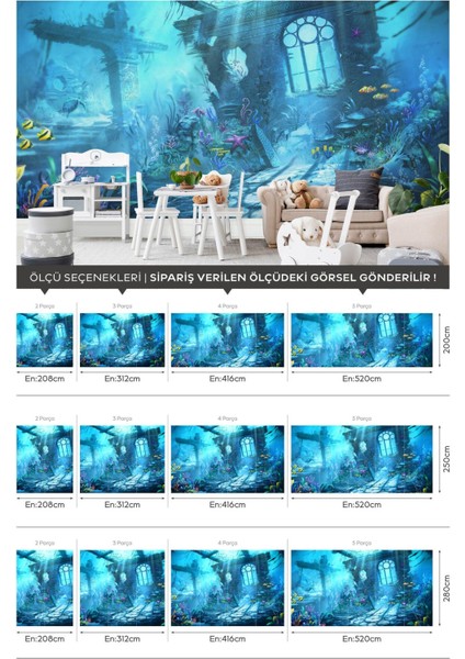 Kendinden Yapışkanlı Deniz Altı Masal Şehri Bebek Çocuk Odası Duvar Kağıdı fiyatları