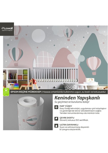 Kendinden Yapışkanlı Pastel Tonlarda Soyut Manzara Bebek Çocuk Odası Duvar Kağıdı modelleri
