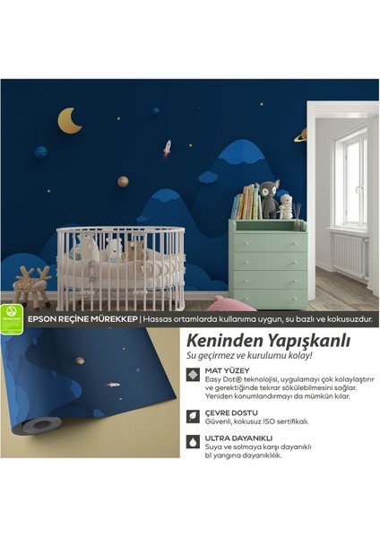 Kendinden Yapışkanlı 3D Görünümlü Origami Gökyüzü Bebek Çocuk Odası Duvar Kağıdı modelleri