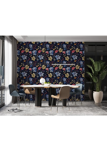 Bahar Çiçekleri Retro Duvar Kağıdı, Salon Duvar Kağıdı, Ofis Duvar Kağıdı, Yatak Odası Duvar Kağıdı