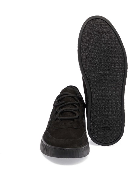 Siyah Hakiki Nubuk Deri Erkek Sneaker - E24I1AY56900-A64 fırsatları