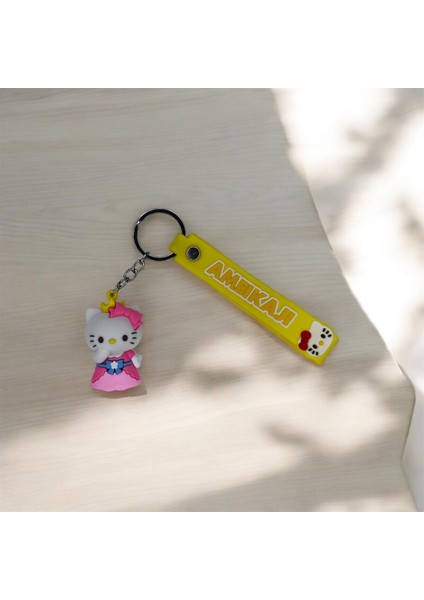 3D Silikon Pembeli Hello Kıtty Anahtarlık