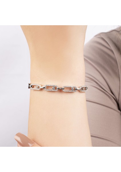 Taşlı Ithal Model Gümüş Bileklik NUR-BK00200