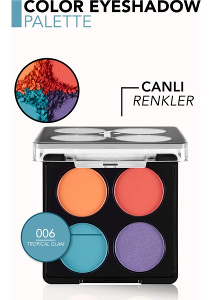 Color Palette Ince Yapılı & Mat Bitişli/ışıltılı 4'lü Göz Farı Paleti