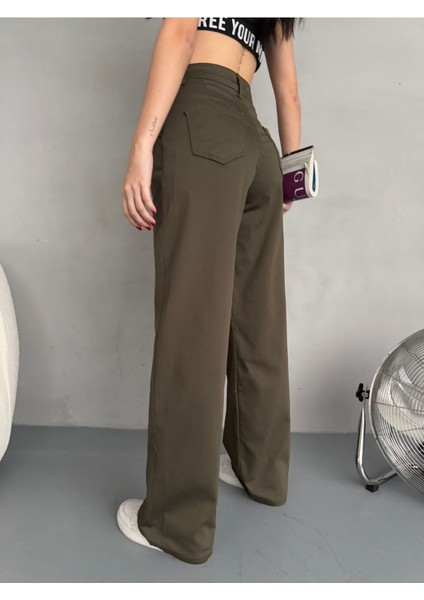Kadın Yüksek Bel Likralı Esnek Geniş Paça Palazzo Pantolon fırsatları