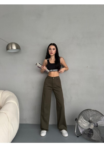 Kadın Yüksek Bel Likralı Esnek Geniş Paça Palazzo Pantolon indirimleri