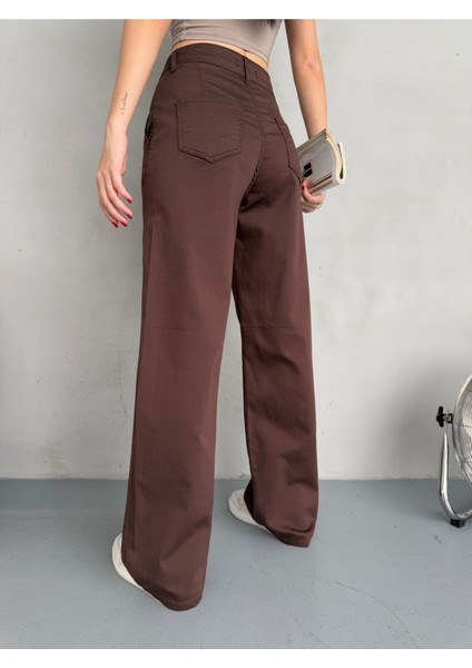 Kadın Yüksek Bel Likralı Esnek Geniş Paça Palazzo Pantolon fırsatları