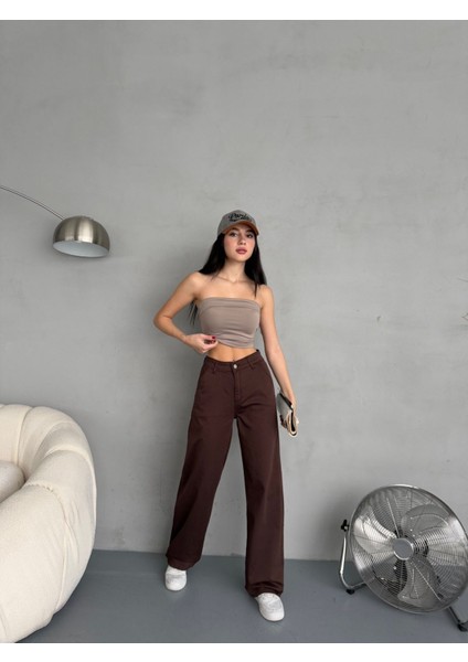 Kadın Yüksek Bel Likralı Esnek Geniş Paça Palazzo Pantolon indirimleri