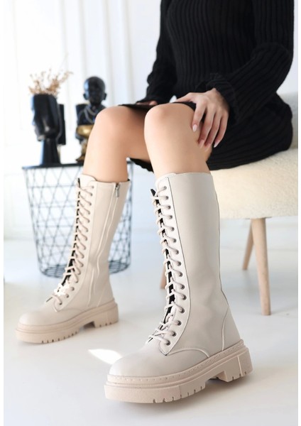 Mennd Bej Cilt Bağcıklı Çizme fiyatları