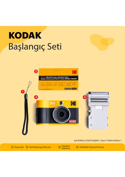 Mini Shot 2 Era - Sarı Filmli Fotoğraf Makinesi + 8 Baskılık Tanışma Seti