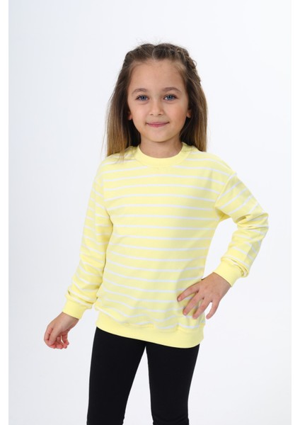 Kız Çocuk Çizgili Sweatshirt