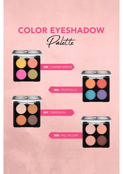 Color Palette Ince Yapılı & Mat Bitişli/ışıltılı 4'lü Göz Farı Paleti