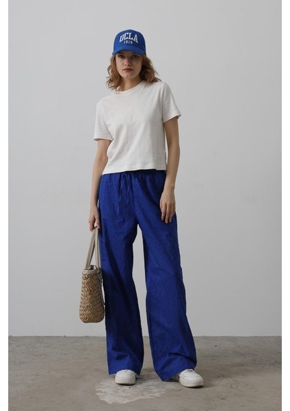 Beli Bağlamalı Brode Pantolon - Saks