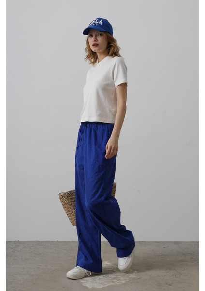 Beli Bağlamalı Brode Pantolon - Saks