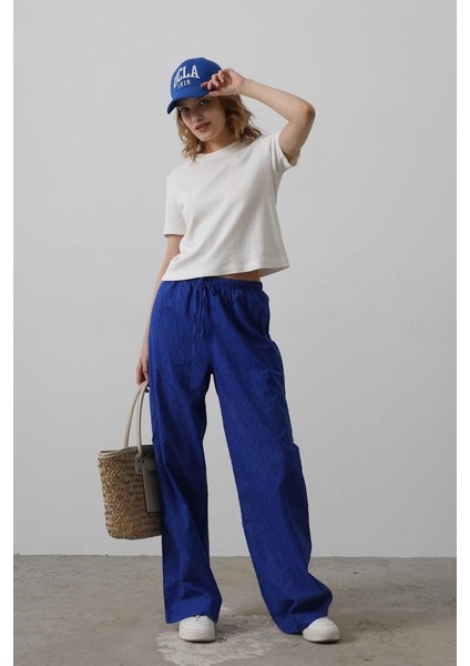 Beli Bağlamalı Brode Pantolon - Saks