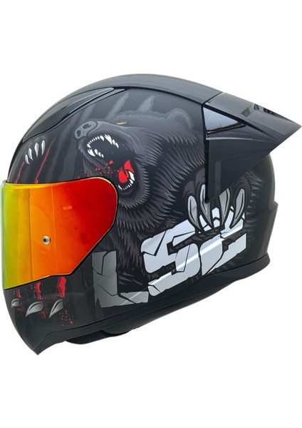 Rapıd 2 Clawn Mat Siyah-Gri-Kırmızı Kask Full Set